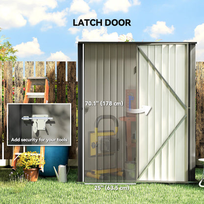 5' x 3' Steel Garden Shed, Outdoor Storage With Lockable Door, Grey Sheds at Gallery Canada