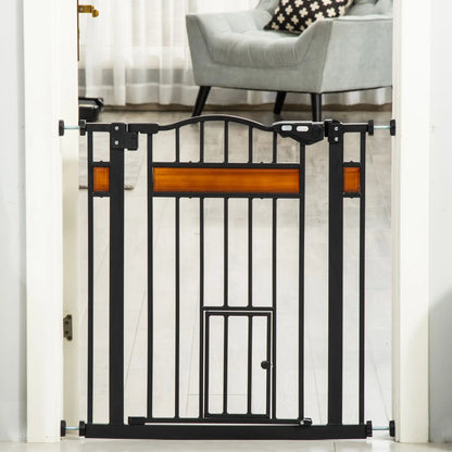 29.1''-31.5'' Wide Dog Gate with Cat Door, Auto Close, Double Lock, Black Houses, Kennels & Pens at Gallery Canada
