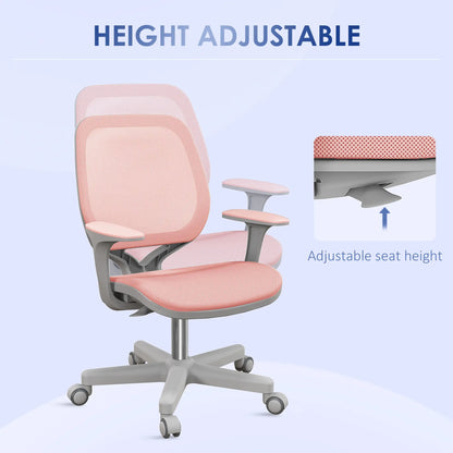 Mesh Back Office Chair, Swivel Castors, Arm, Small, Pink Task Chairs at Gallery Canada