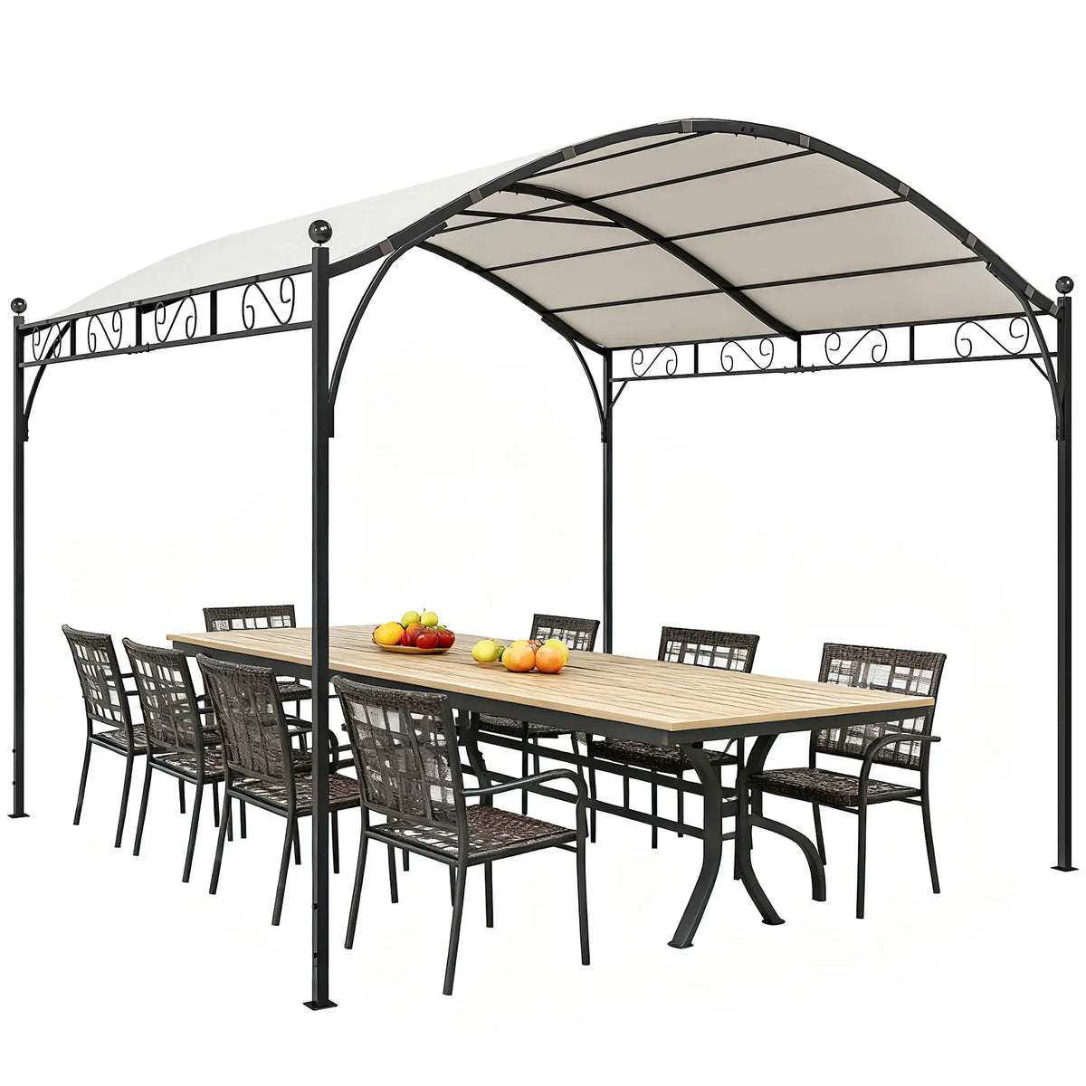 10' x 10' Outdoor Pergola, Galvanized Steel Frame, UV30+ Canopy, Cream White