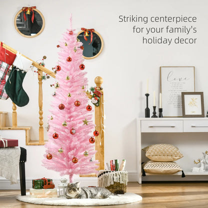 6' Slim Artificial Christmas Tree, Realistic Branches, Sturdy Metal Stand, Pink Pencil Christmas Trees at Gallery Canada