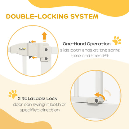 Extra Tall Dog Gate with Door, Pressure Fit, Auto Close, 29"-39", White Houses, Kennels & Pens at Gallery Canada