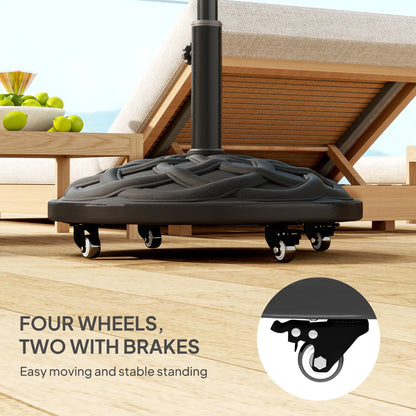 Round Patio Umbrella Base With Wheels, 44 Lbs Resin Stand, 1.3"/1.5"/1.9" Poles, Black Umbrella Bases at Gallery Canada