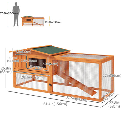 Wooden Rabbit Hutch, Guinea Pig House, Removable Tray, Openable Roof, Orange Rabbit Hutch at Gallery Canada