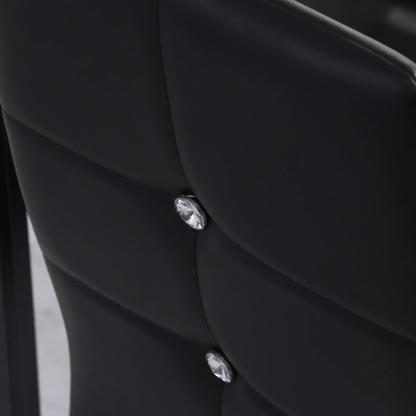 Set of 6 Button Tufted Side Chairs, Upholstered Seat, Steel Legs, Black Dining Chairs at Gallery Canada