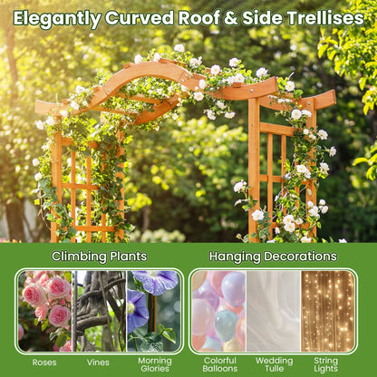 83" Garden Arbor With Gate And 2 Planter Boxes, Yellow Plant Supports at Gallery Canada
