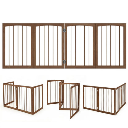 83L X 30H 4-Panel Wooden Pet Fence, Brown