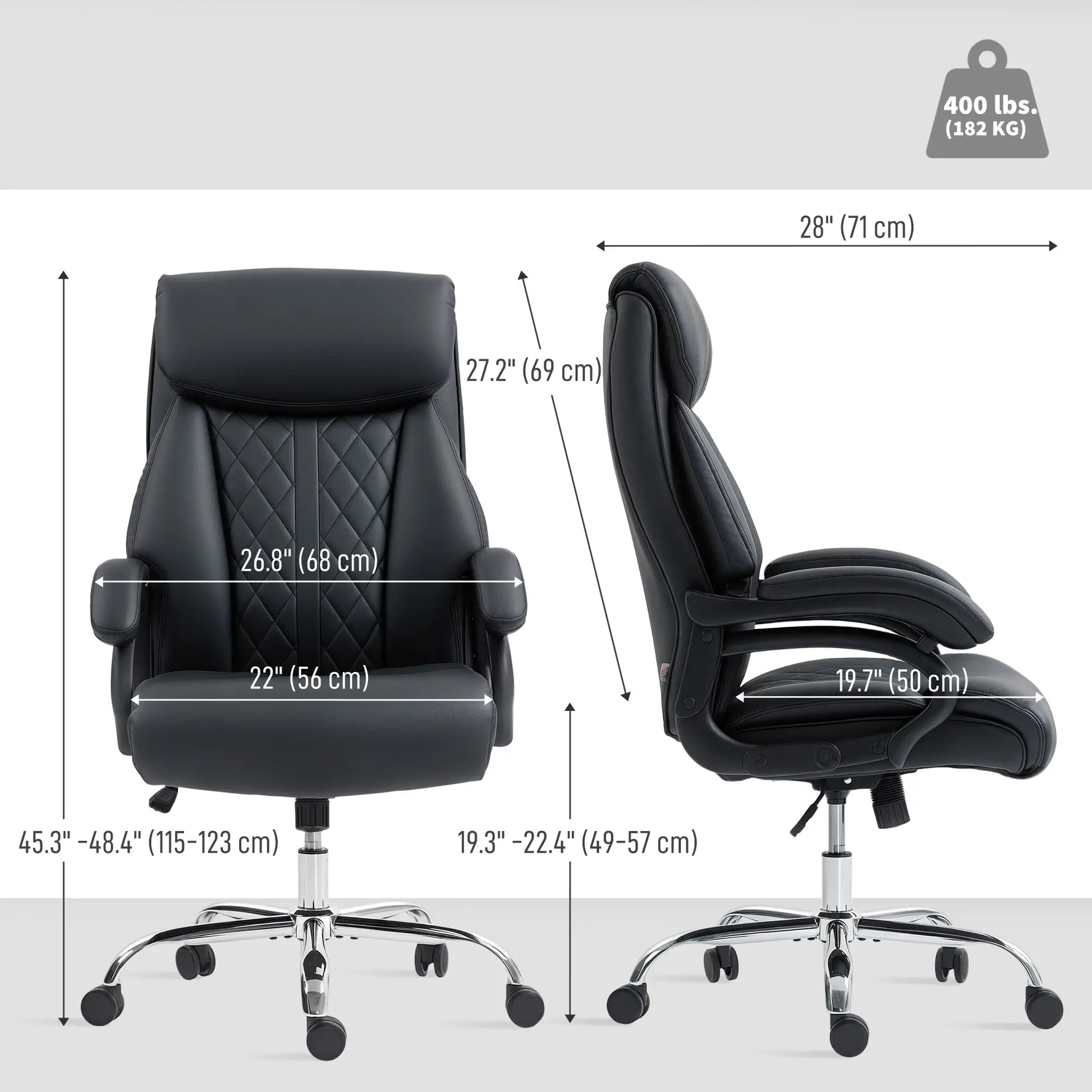 Office Chair with Spring Padding, PU Leather, High Back, Black Executive & Manager Chairs at Gallery Canada