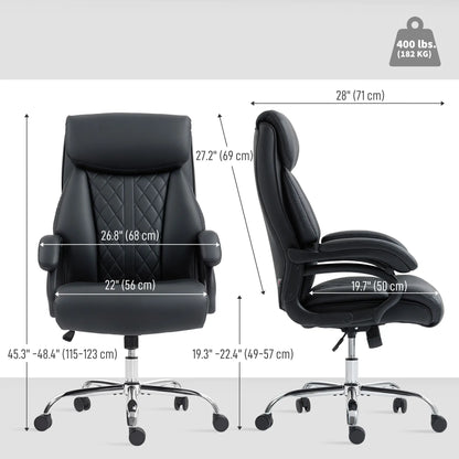 Office Chair with Spring Padding, PU Leather, High Back, Black Executive & Manager Chairs at Gallery Canada