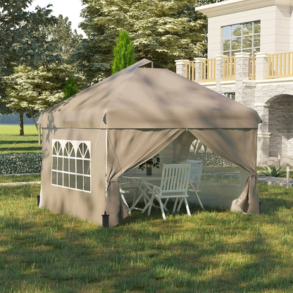 10' x 10' Pop Up Canopy Tent, Instant Sun Shelter, Wheeled Carry Bag, Beige Pop Up Canopies at Gallery Canada