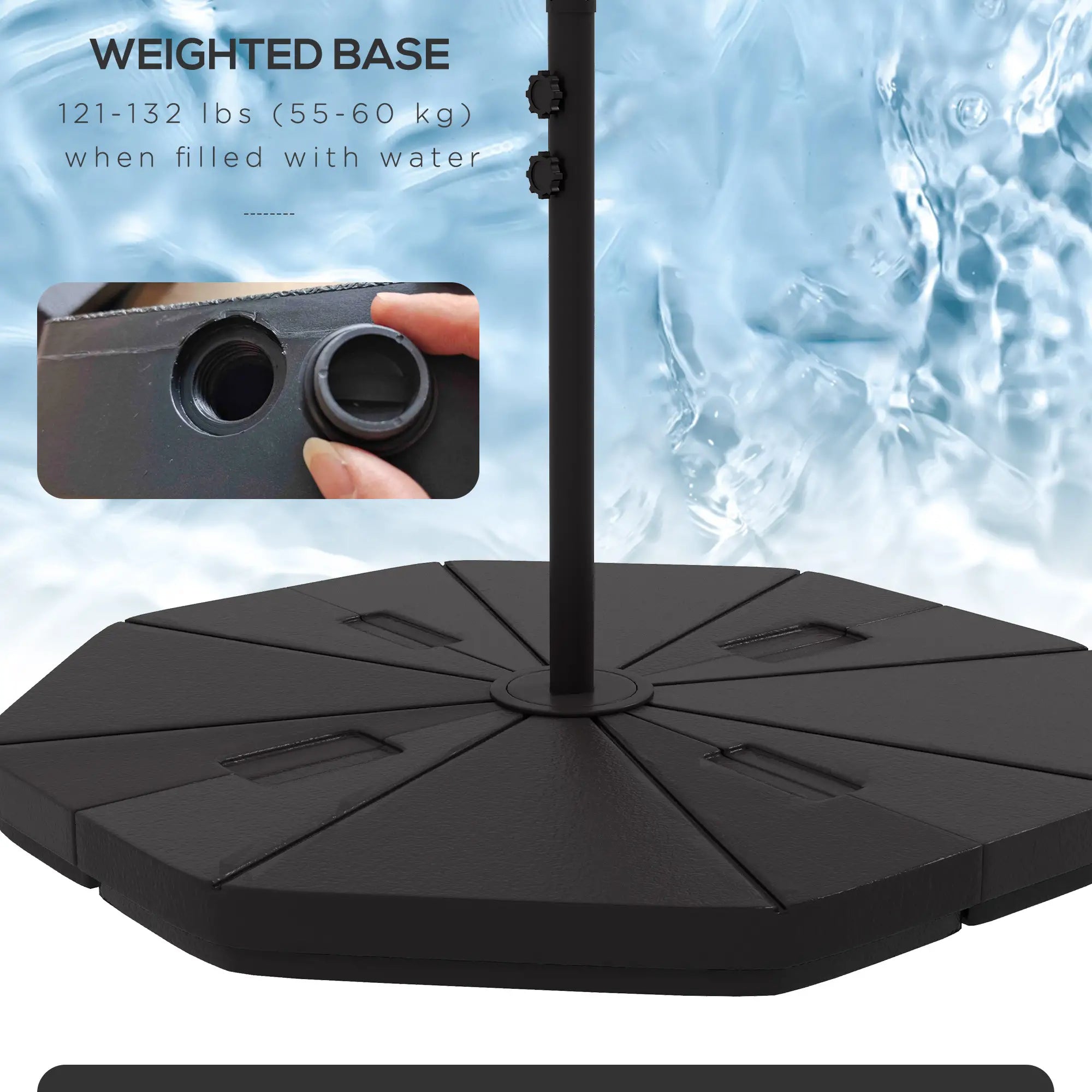 9.5' Offset Patio Umbrella with Solar LED Lights, Dark Grey Cantilever Umbrellas at Gallery Canada