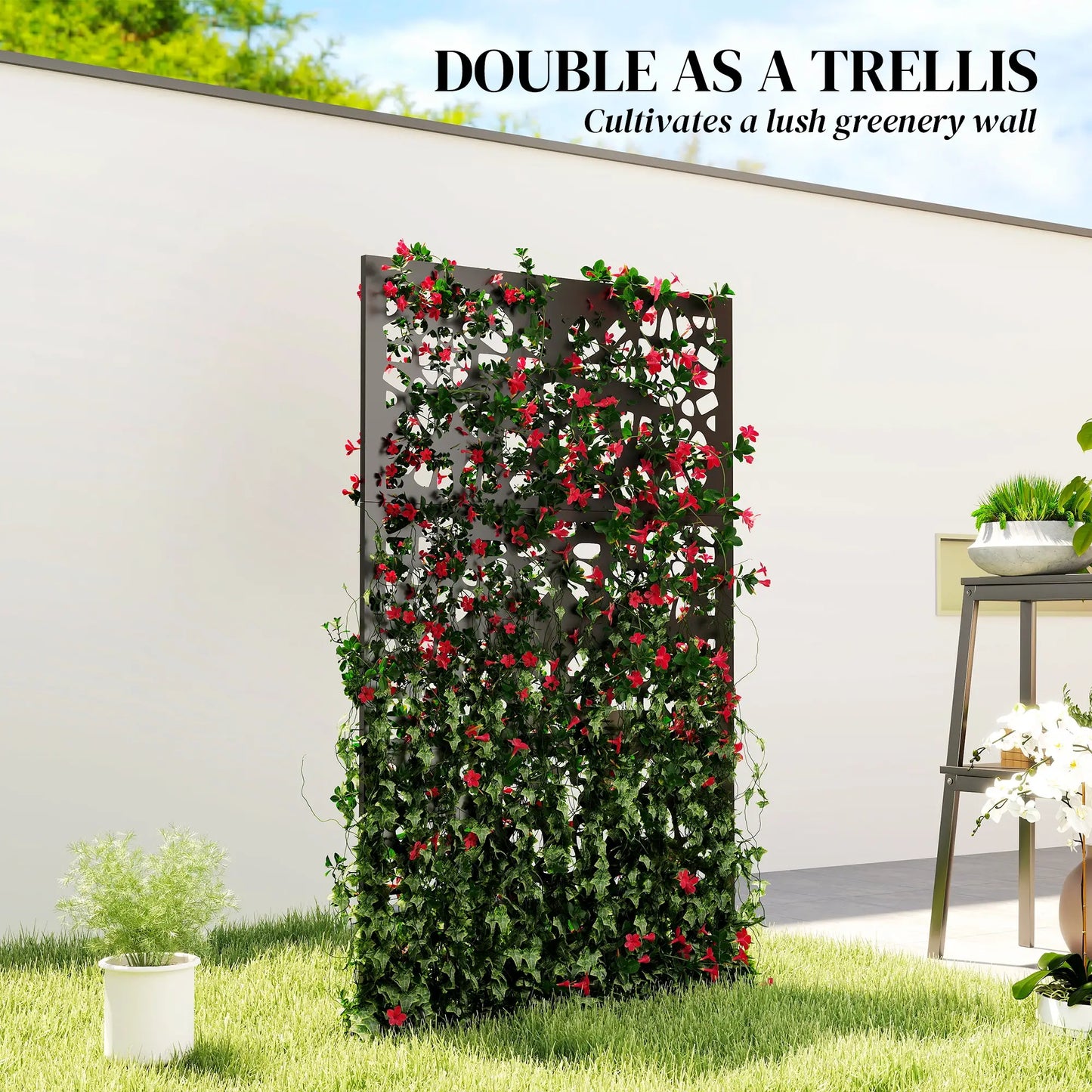 Metal Outdoor Privacy Screen 72x38 Freestanding, Black Side Awnings at Gallery Canada