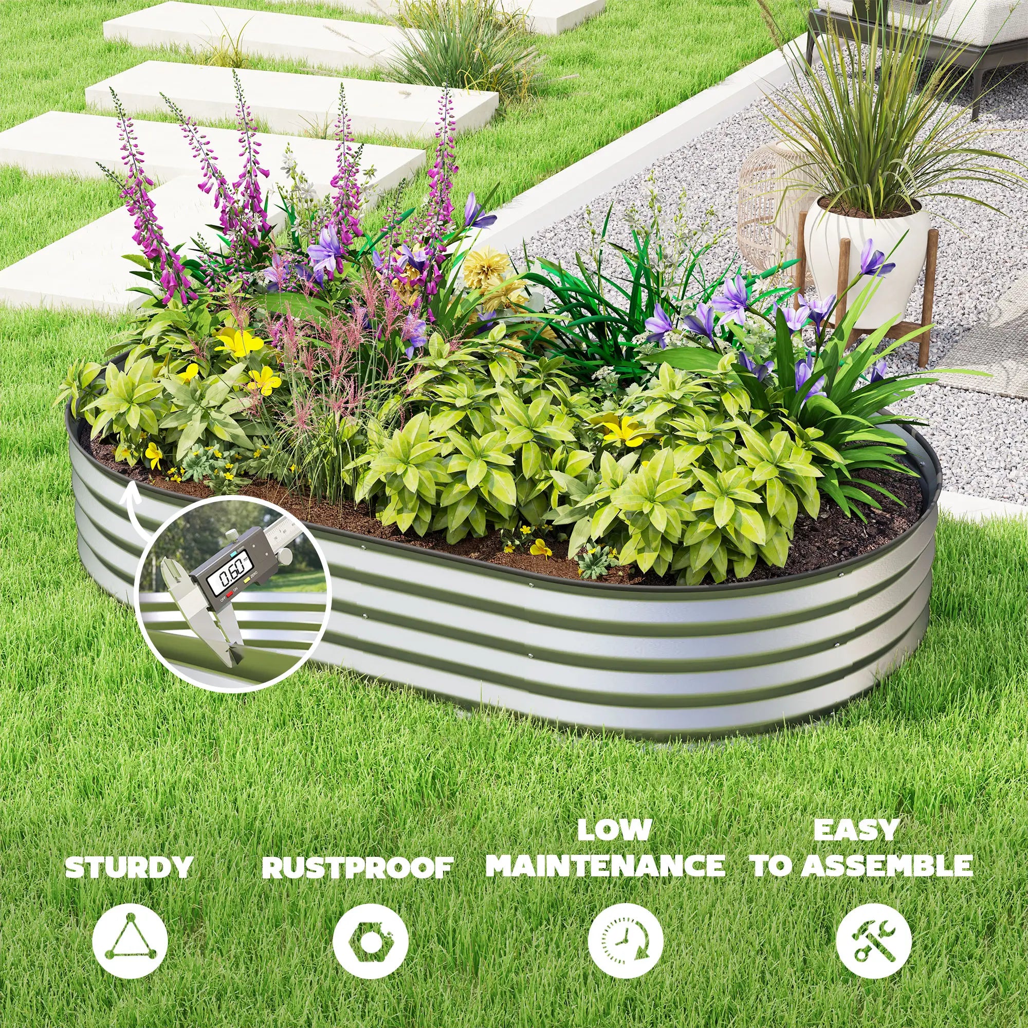 5' x 3' x 1' Outdoor Planter Box, Galvanized Raised Garden Bed, Silver Raised Garden Beds at Gallery Canada