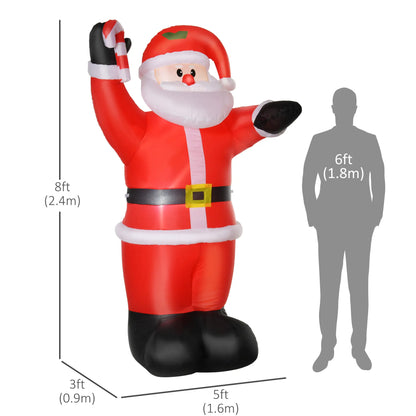 8ft Inflatable Santa Claus with Candy Cane, Outdoor LED Yard Display Christmas Inflatables at Gallery Canada