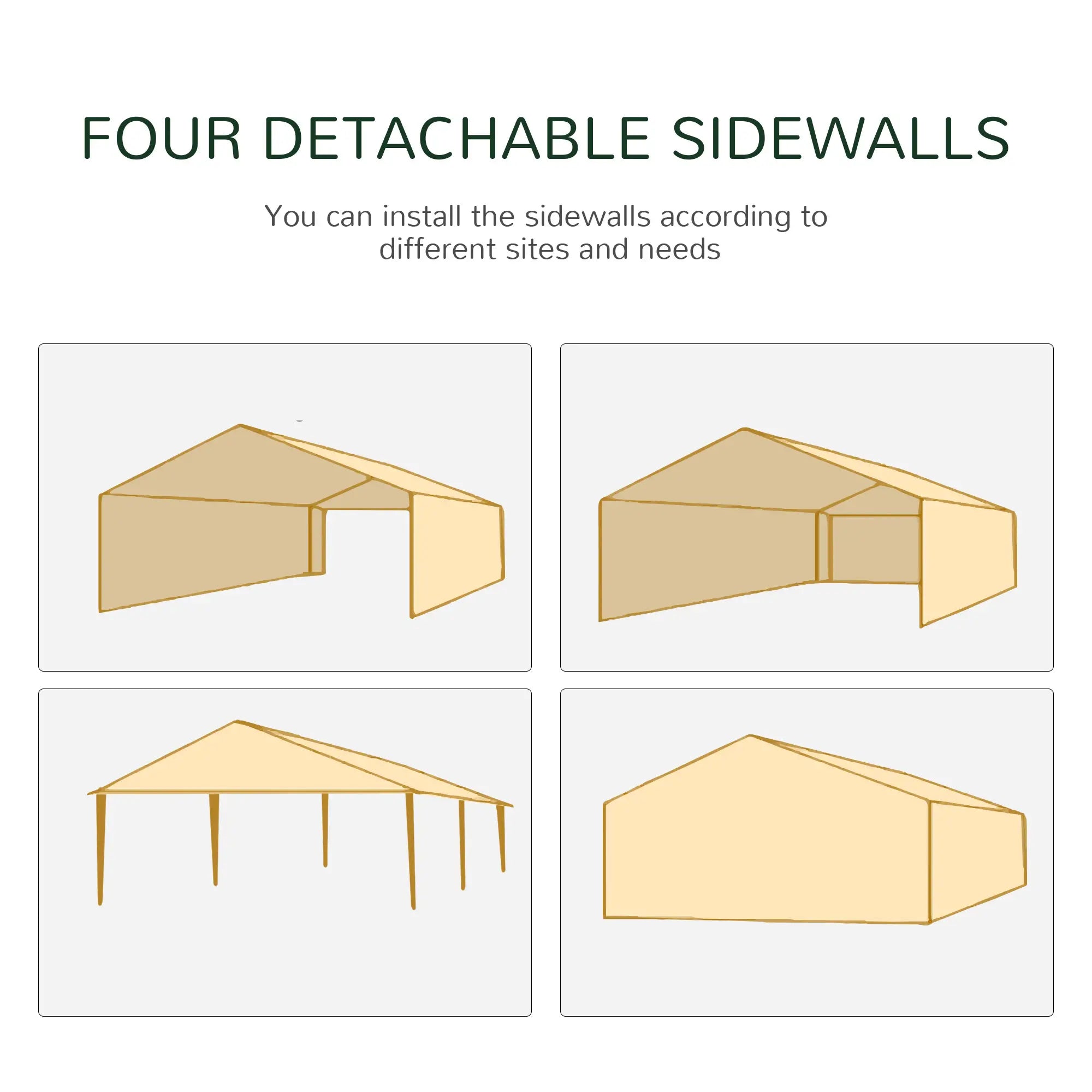 18.7' x 9.4' Party Tent, Portable Wedding Canopy, Outdoor Sunshade with 4 Sidewalls, Coffee Canopy Tents at Gallery Canada