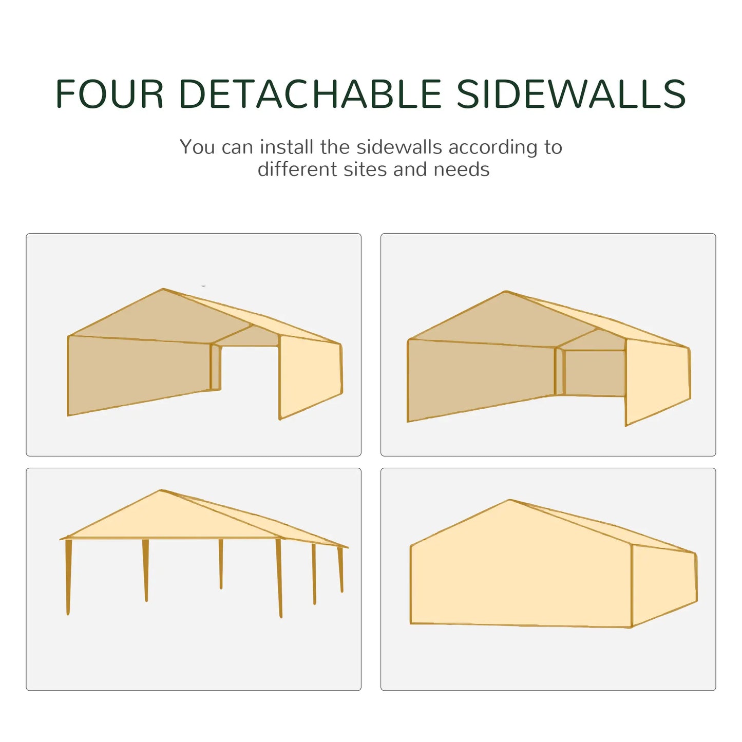 18.7' x 9.4' Party Tent, Portable Wedding Canopy, Outdoor Sunshade with 4 Sidewalls, Coffee Canopy Tents at Gallery Canada