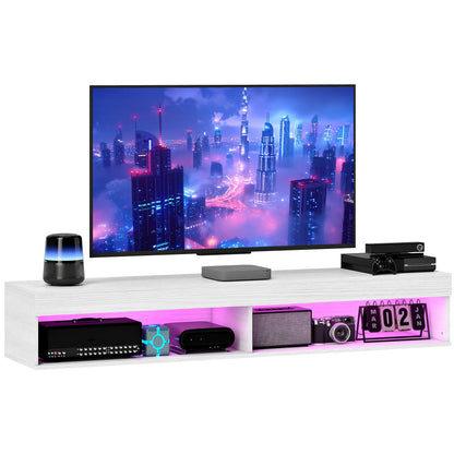 Wall Mounted TV Stand With Storage, LED Lights, For TVs Up To 75", White TV Stands at Gallery Canada