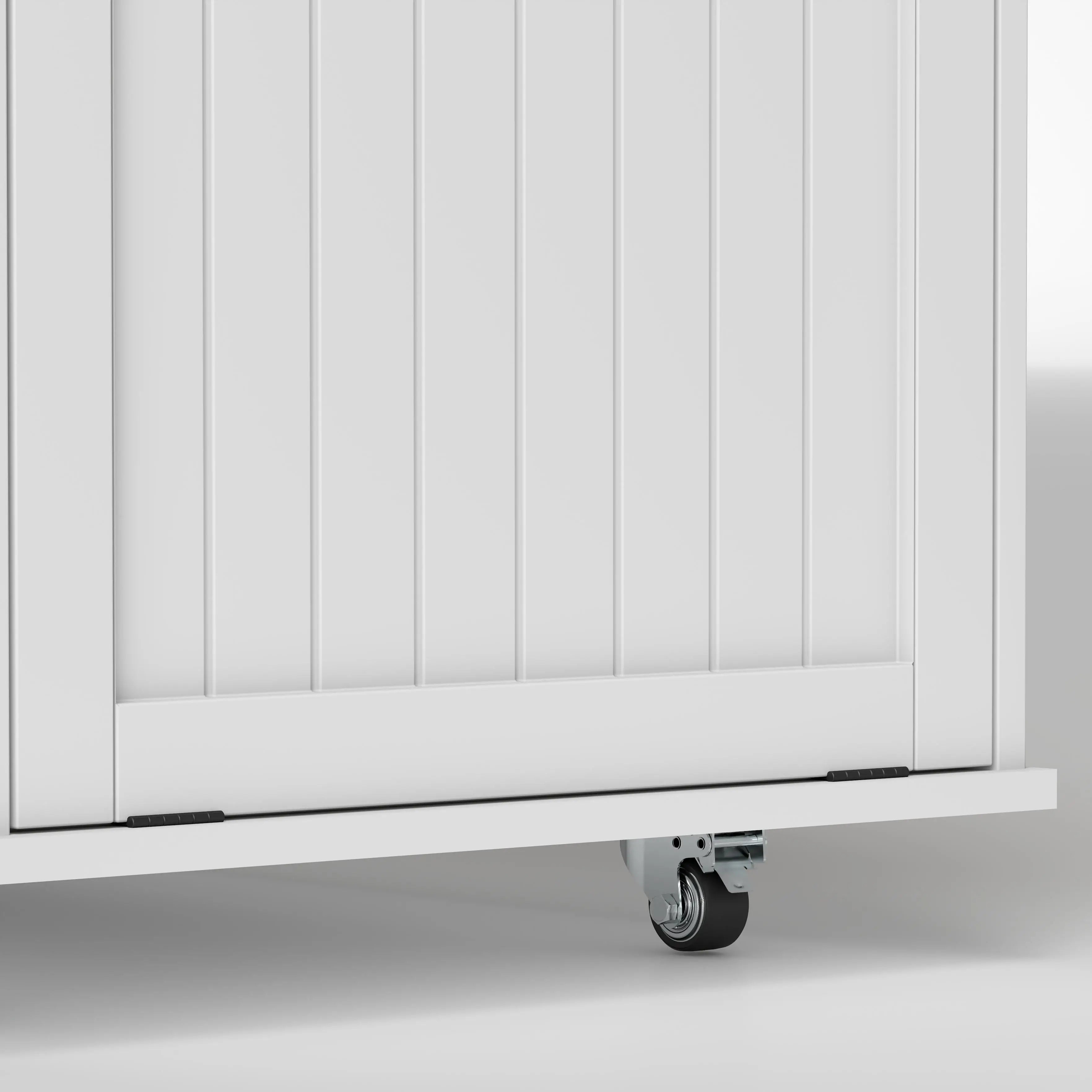 Portable Kitchen Island Cart, Rubber Wood Drop Leaf, Trash Storage, White Kitchen Islands & Kitchen Carts at Gallery Canada