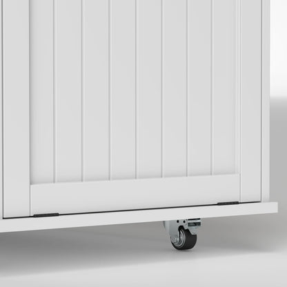 Portable Kitchen Island Cart, Rubber Wood Drop Leaf, Trash Storage, White Kitchen Islands & Kitchen Carts at Gallery Canada