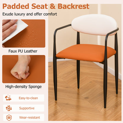 Modern Dining Chairs Set of 2 with Padded Seat and Curved Back, Orange Dining Chairs at Gallery Canada