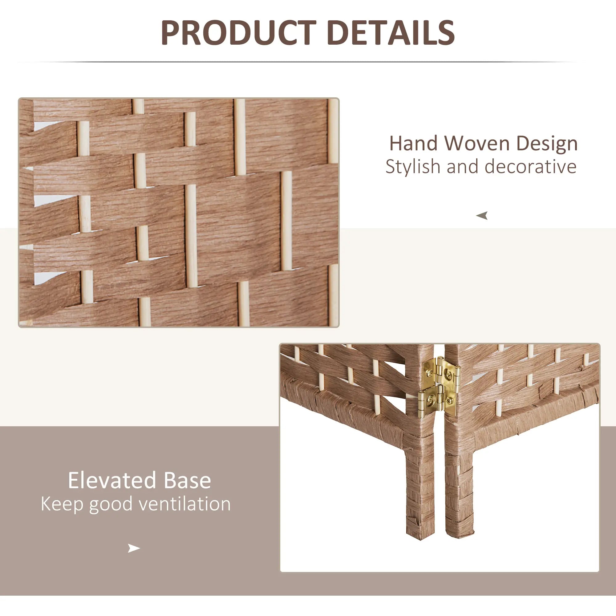 6ft Folding Room Divider, 4 Panel Wooden Frame, Natural Room Dividers at Gallery Canada