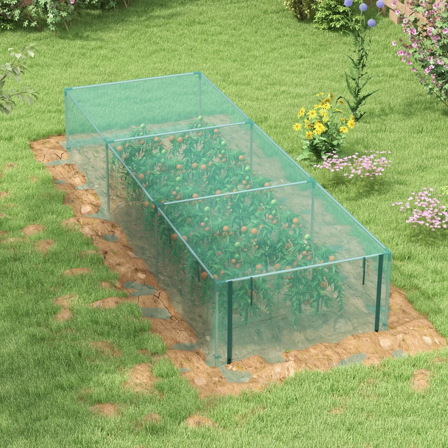 Plant Protection Cage, 12.2' x 4.1', Galvanised Steel Frame, Zipper Roll-Up Door Greenhouses at Gallery Canada