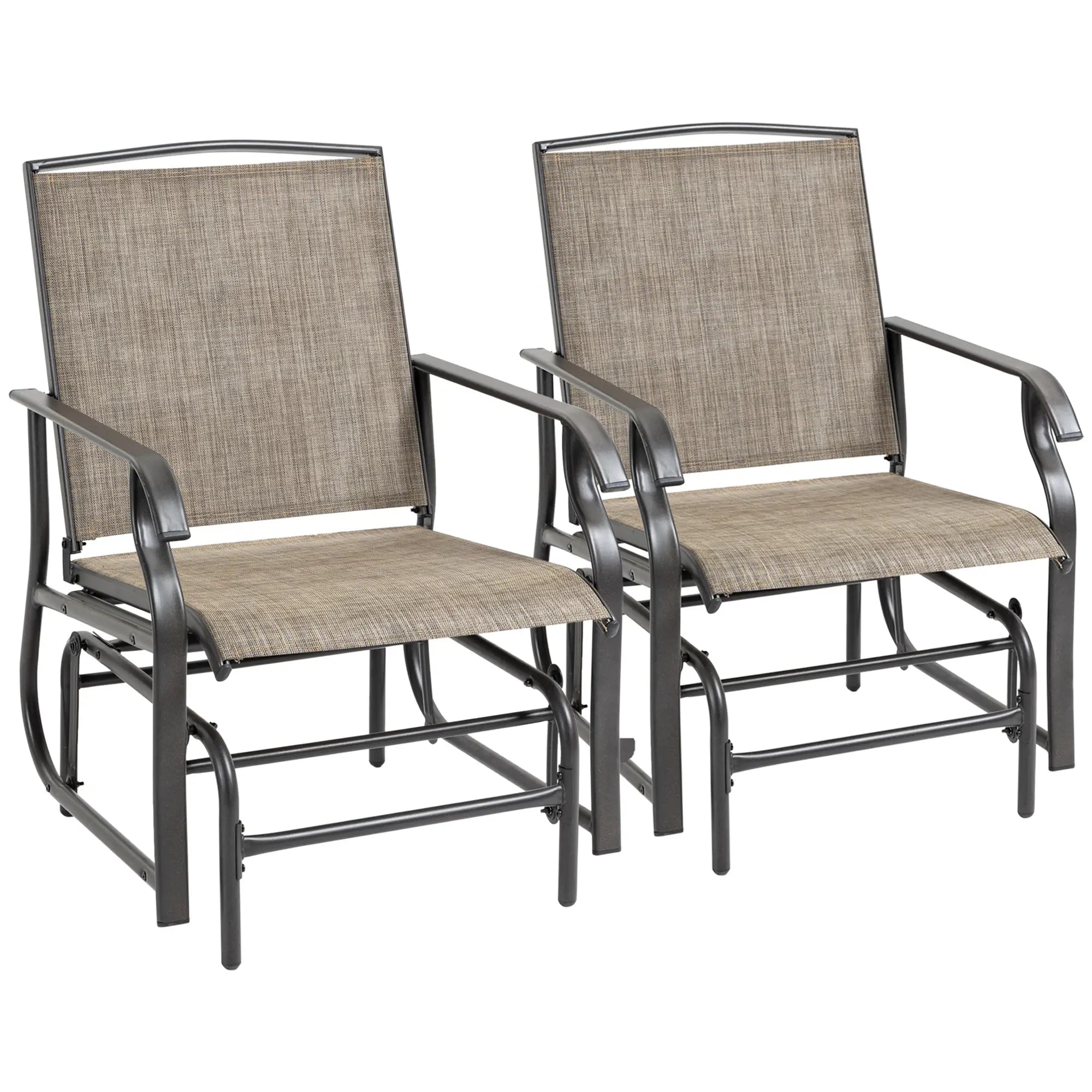 2 Outdoor Glider Chairs, 2 Person, Breathable Mesh, Steel Frame, Dark Brown Outdoor Rocking Chairs at Gallery Canada