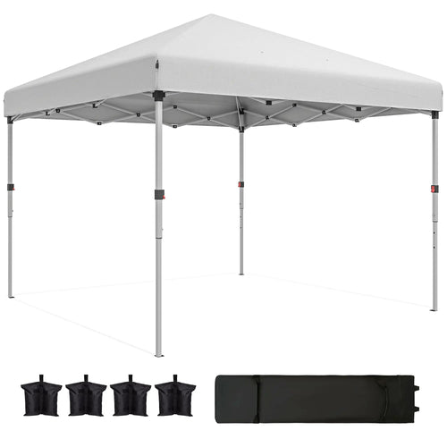 10' x 10' Pop Up Canopy, Sidewalls, Roller Bag, Adjustable Height, White
