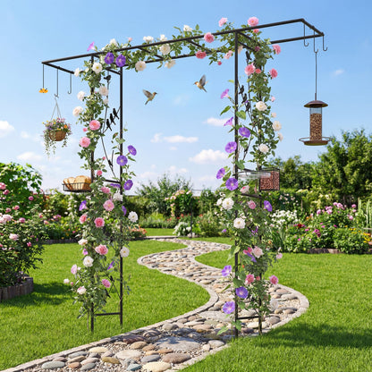 84 Inch Garden Arbor Feeding Station, Black