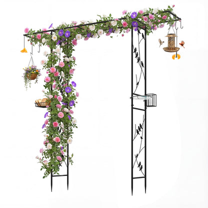 84 Inch Garden Arbor Feeding Station, Black
