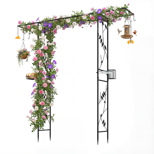 84 Inch Garden Arbor Feeding Station, Black Plant Supports Black at Gallery Canada