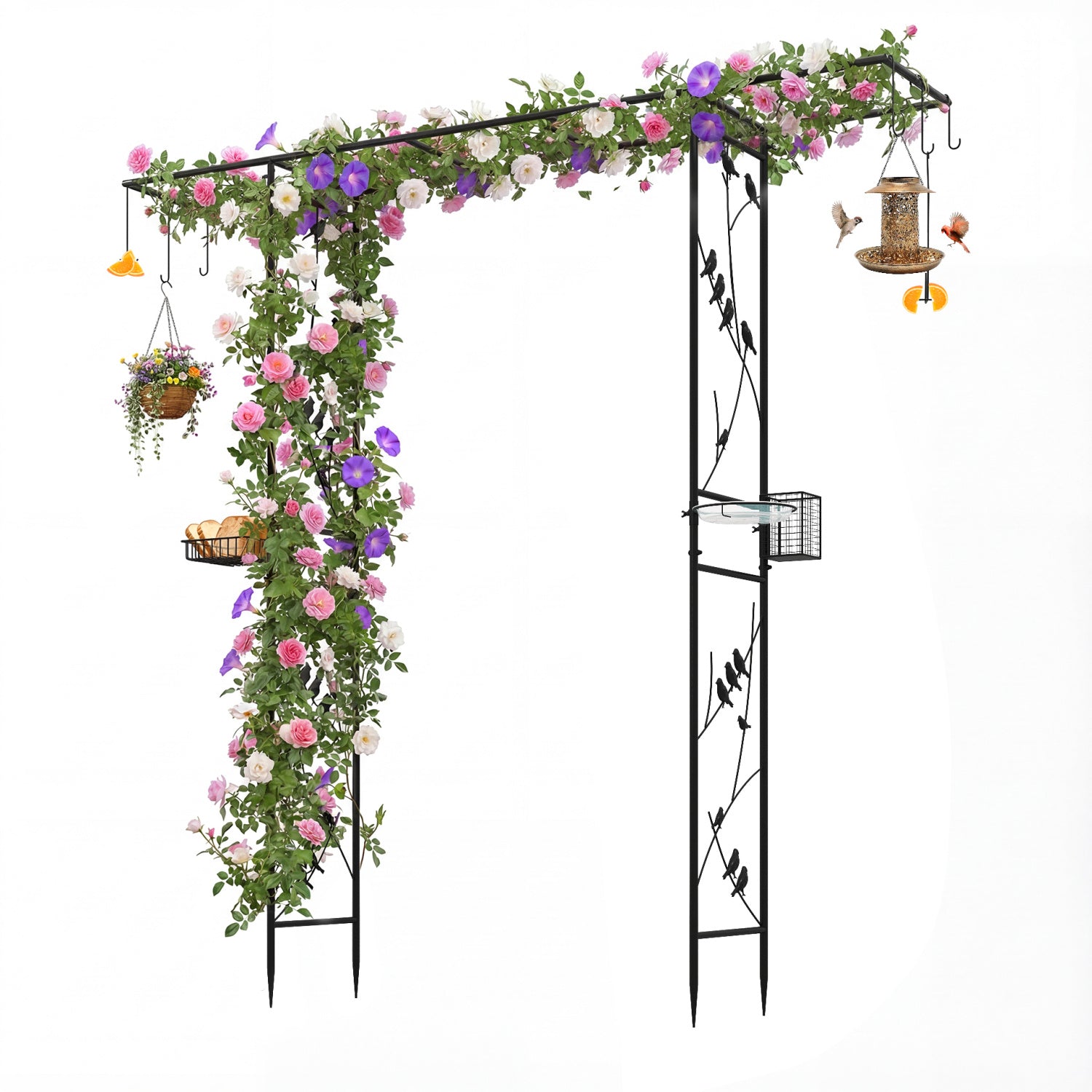 84 Inch Garden Arbor Feeding Station, Black Plant Supports Black at Gallery Canada