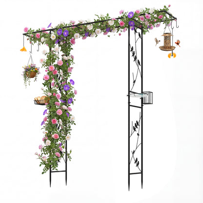 84 Inch Garden Arbor Feeding Station, Black Plant Supports Black at Gallery Canada