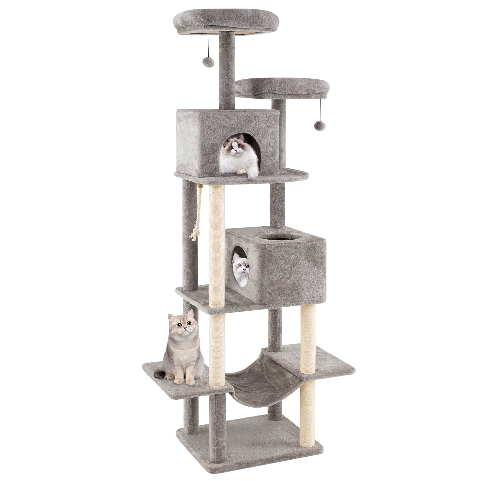 84 Inch Cat Tree, 2 Condos, 2 Plush Perches, Gray Cat Trees Condos & Scratchers at Gallery Canada