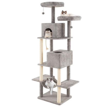 84 Inch Cat Tree, 2 Condos, 2 Plush Perches, Gray Cat Trees Condos & Scratchers at Gallery Canada