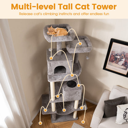 84 Inch Cat Tree, 2 Condos, 2 Plush Perches, Gray Cat Trees Condos & Scratchers at Gallery Canada