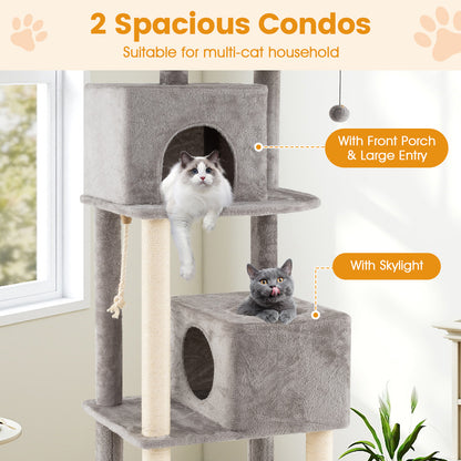 84 Inch Cat Tree, 2 Condos, 2 Plush Perches, Gray Cat Trees Condos & Scratchers at Gallery Canada