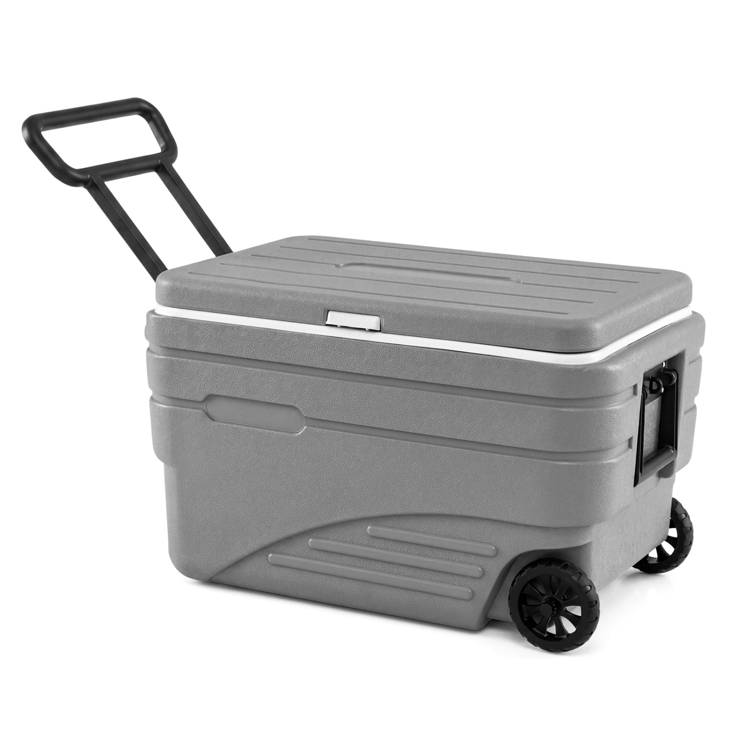 84 Quart Portable Wheeled Ice Cooler with Foldable Pull, Gray Coolers Gray at Gallery Canada