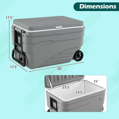 84 Quart Portable Wheeled Ice Cooler with Foldable Pull, Gray Coolers at Gallery Canada