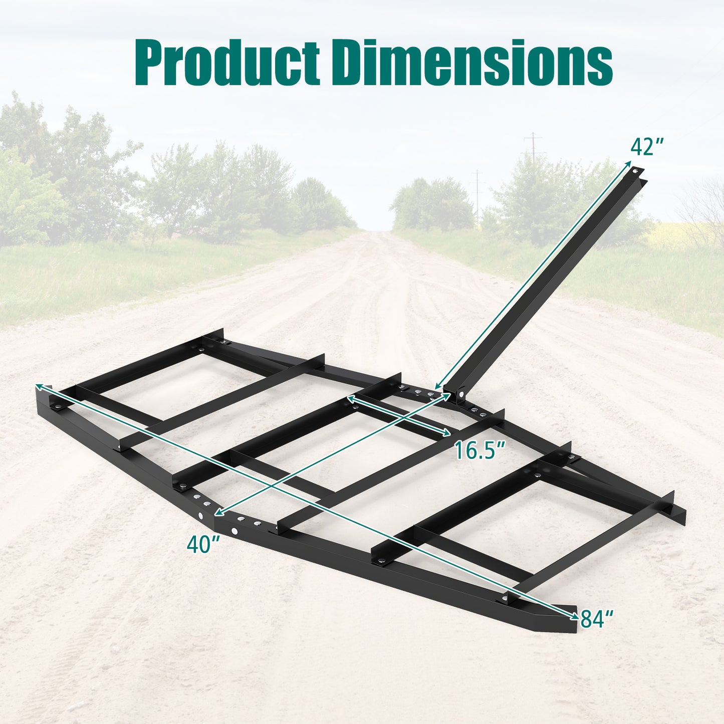 84" Wide Driveway Drag Tow Behind Landscape Leveling Rake, Black Lawn Care Tools at Gallery Canada