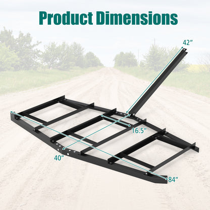 84" Wide Driveway Drag Tow Behind Landscape Leveling Rake, Black Lawn Care Tools at Gallery Canada