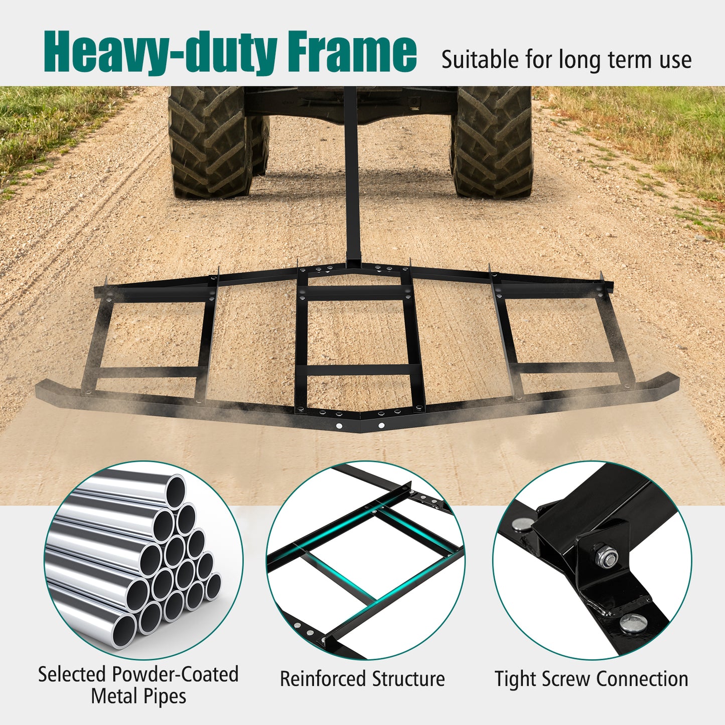 84" Wide Driveway Drag Tow Behind Landscape Leveling Rake, Black Lawn Care Tools at Gallery Canada