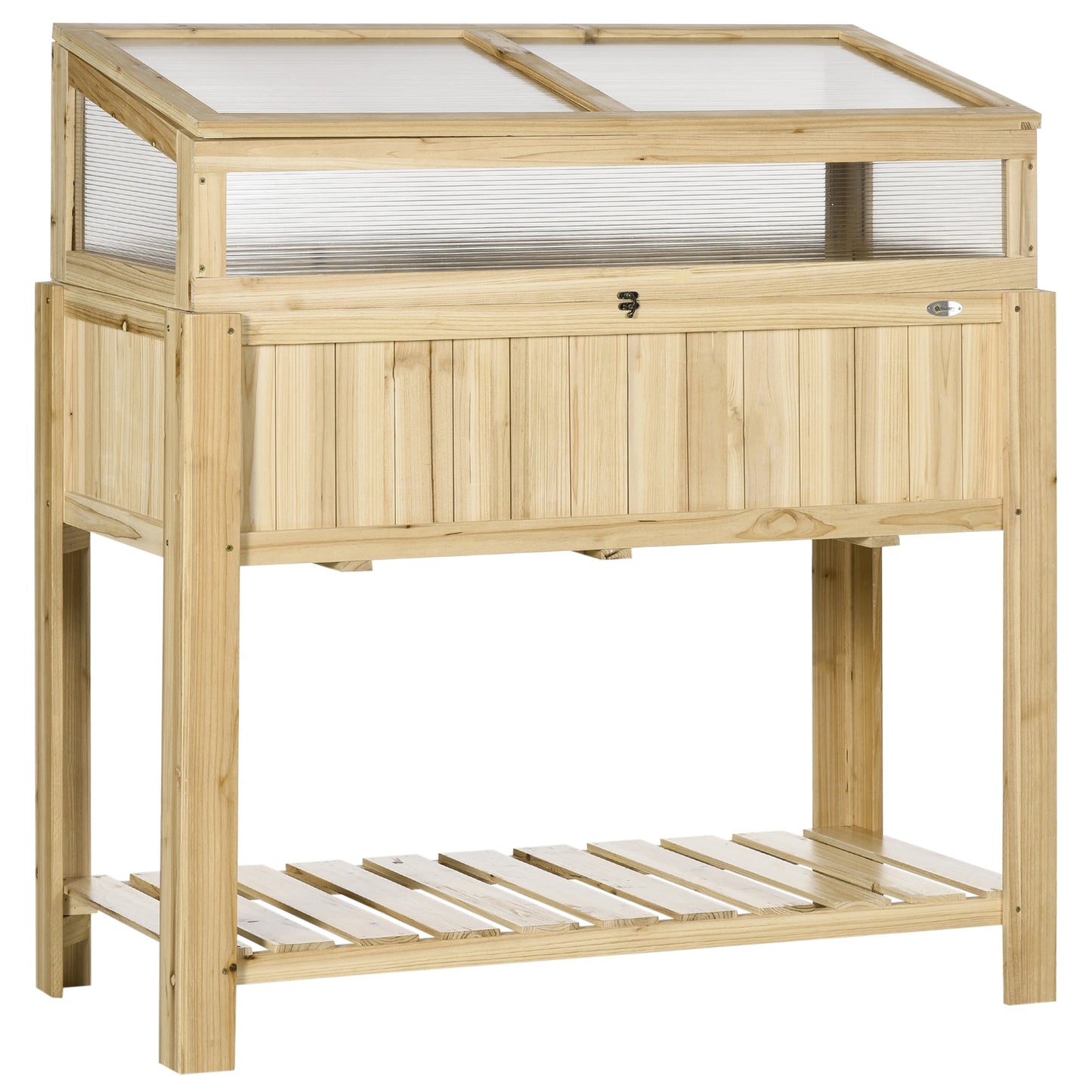 Raised Garden Bed, Outdoor Wooden PVC Elevated Planter Box, Natural Cold Frame Greenhouses Natural at Gallery Canada