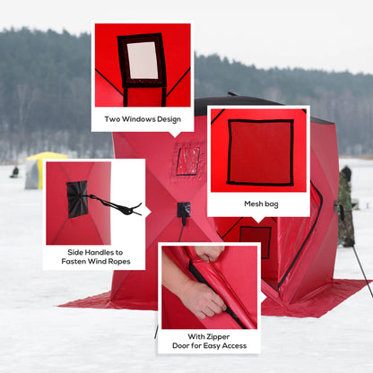 2 Person Pop Up Ice Fishing Tent, with Carry Bag, Red Ice Fishing Tents at Gallery Canada