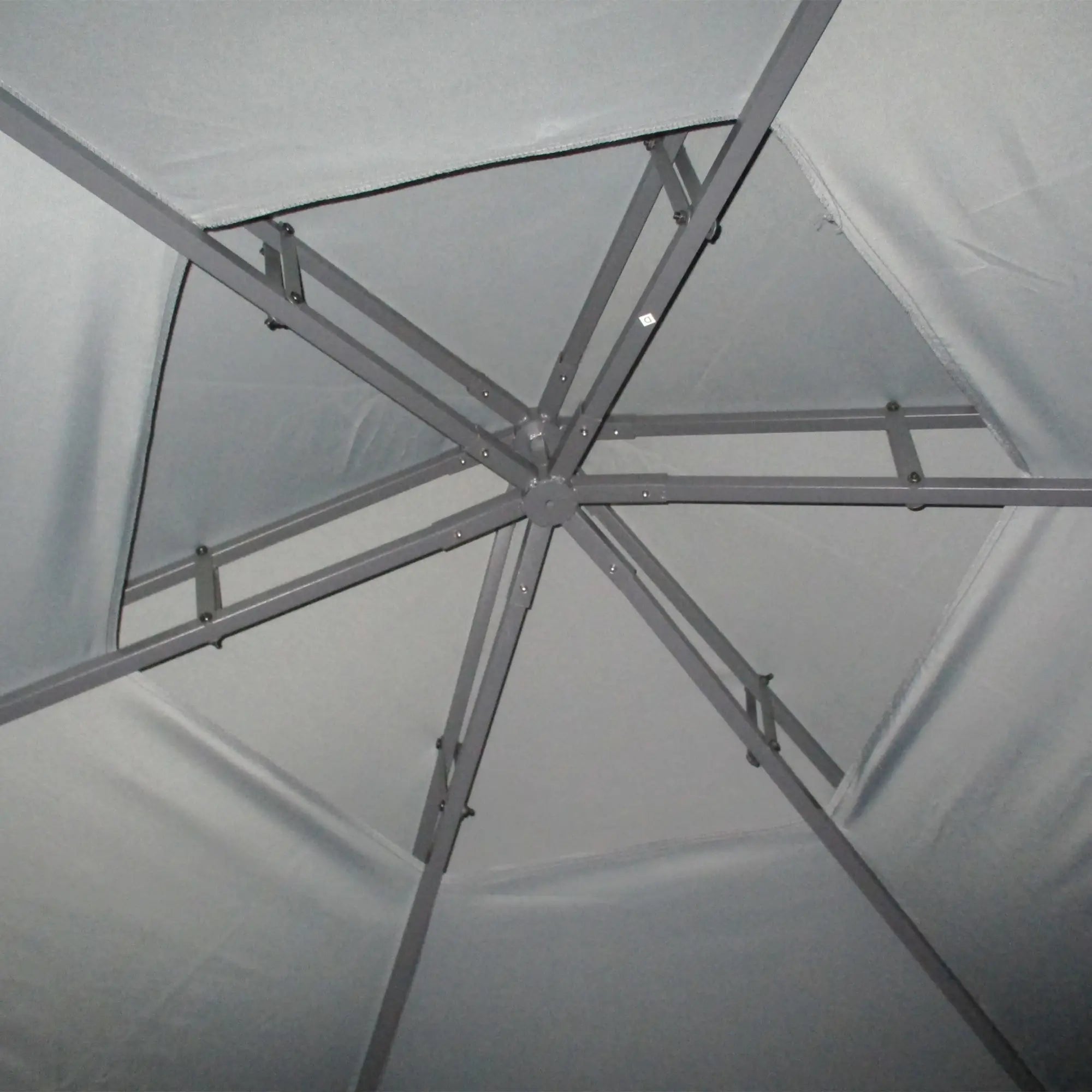 13ft Hexagon Gazebo, Outdoor Canopy Shelter, Netting, Shaded Curtains, Grey Gazebos at Gallery Canada