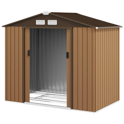 7' x 4' x 6' Garden Storage Shed, Metal Tool House, Yellow Sheds at Gallery Canada