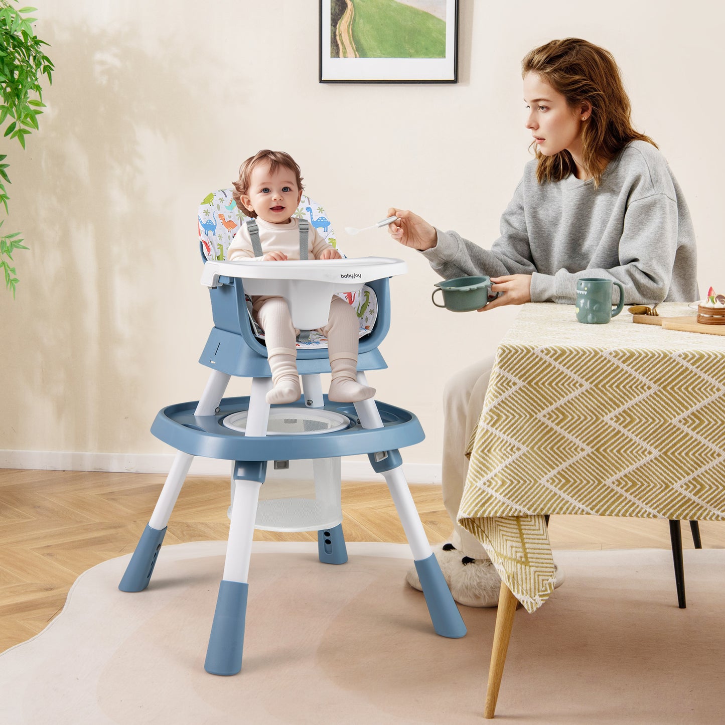 16-in-1 Baby High Chair with Activity Center and Booster Seat for Babies and Toddlers-Celadon, Green High Chairs at Gallery Canada
