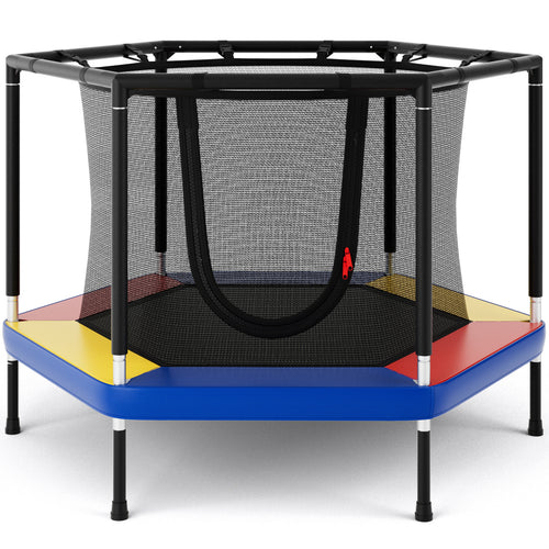 4 FT Small Toddler Recreational Trampoline with Safety Enclosure Net-Colorful, Color