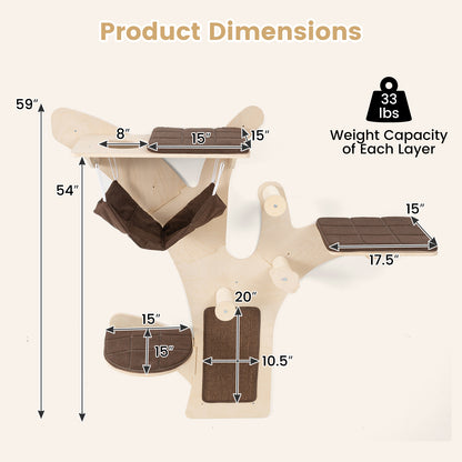 Wall-Mounted Cat Tower Cat Wall Shelves Furniture with Perch, Brown Cat Trees Condos & Scratchers at Gallery Canada