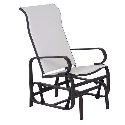 Outdoor Mesh Glider Swing Chair, Patio Garden Rocking Seat, Brown Beige